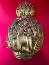 PINEAPPLE Brass Door Knocker Heavy Gold Color 7.5"x4" Vintage Home Decor
