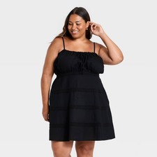 Women's Plus Mini Empire Waist Summer Dress - Ava & Viv Black 4X