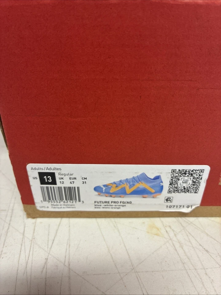 彪马 Future Pro FG/AG 107171-01 男式蓝色珠光橙色低帮橄榄球鞋 — 第 2/4 张图片