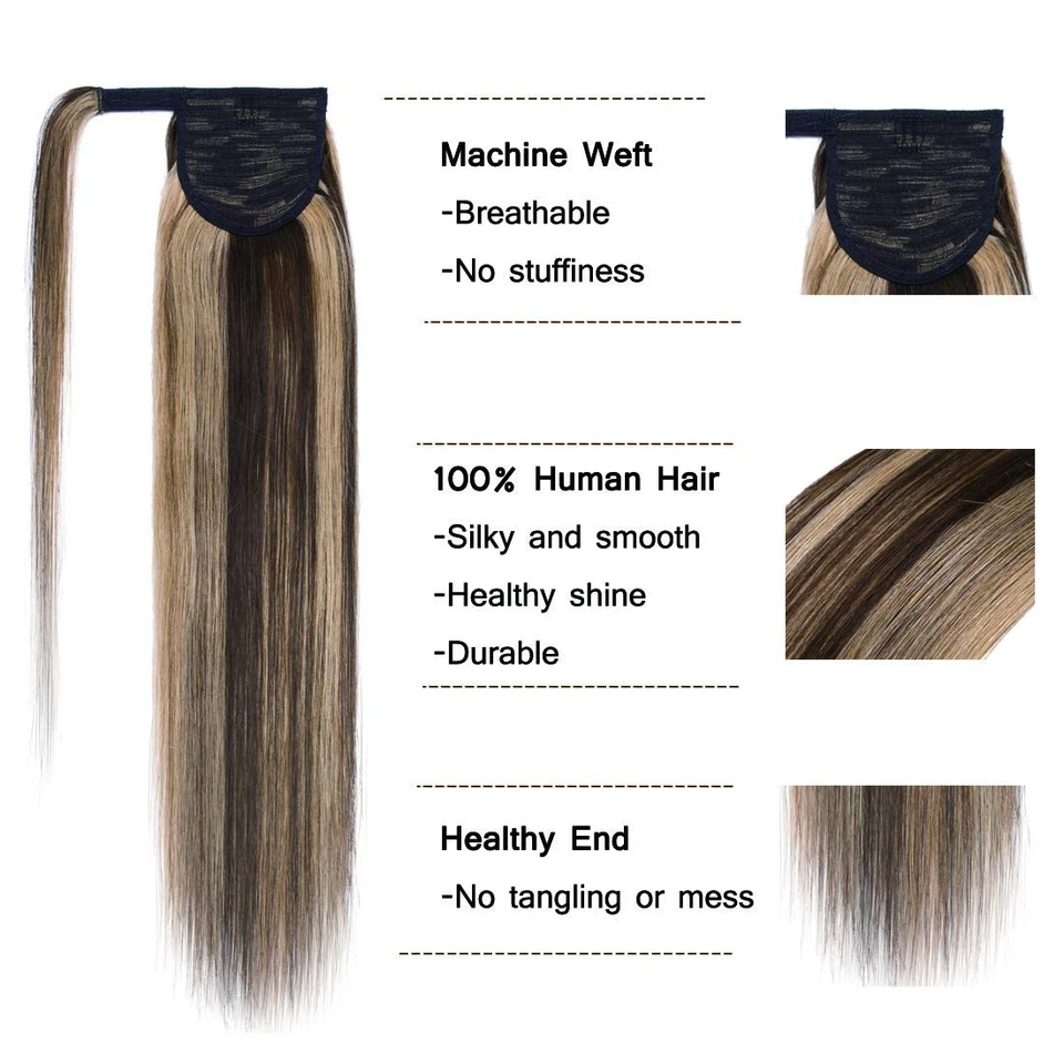 100g Clip in Ponytail Echthaar Extensions Wrap Around Pony Tail Haarverlängerung - Bild 4 von 4