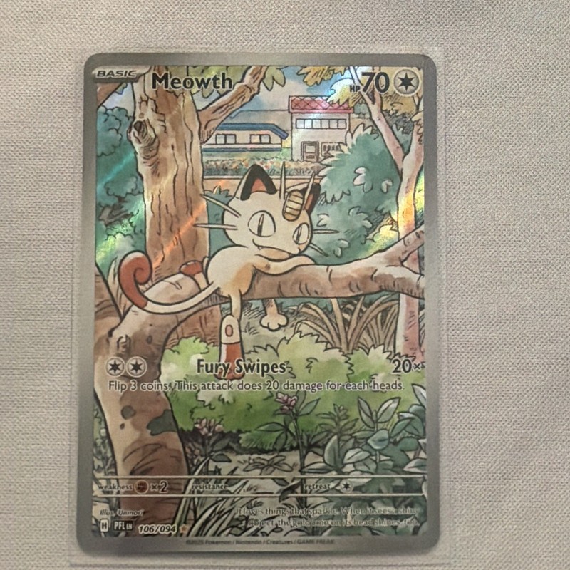 Pokémon Tcg Meowth 106/094 Phantasmal Flames Illustration Rare IR Holo NM