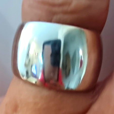 Silver 800 Adjustable Dome Band Ring Size P Silver Tone No Stone Used