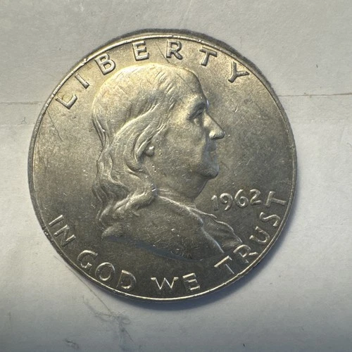1962 D Silver Ben Franklin Half Dollar Uncirculated Silver Coin, BU