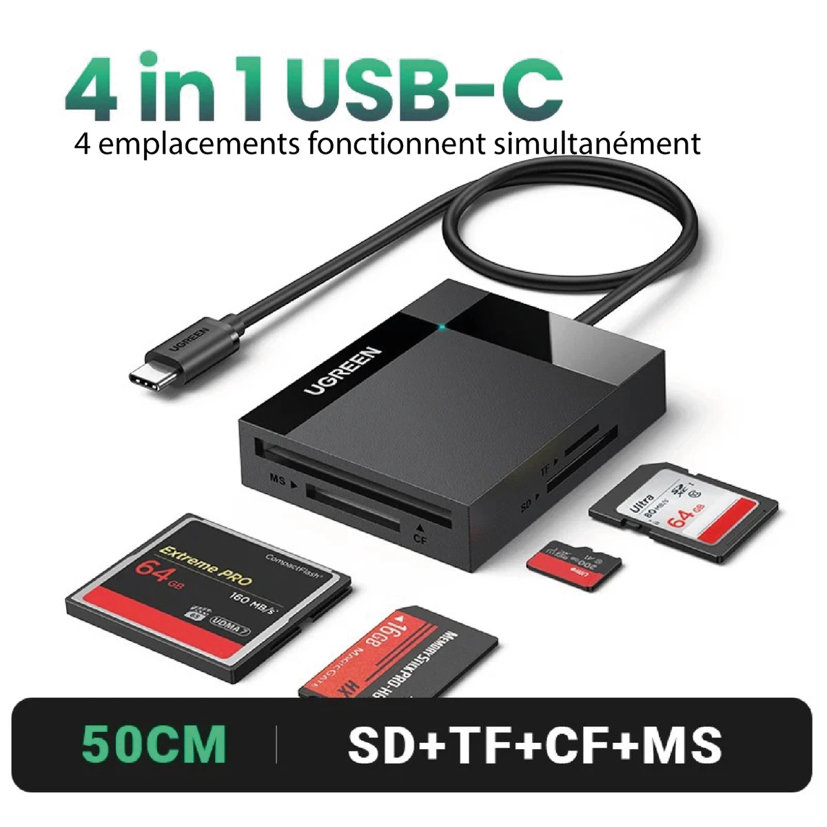 Lecteur de carte SD USB [1 paquet] Lecteur de carte SD, lecteur de