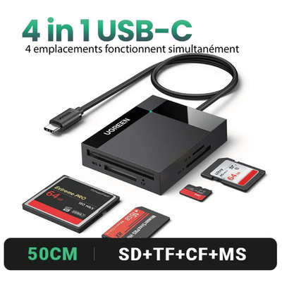 4-in-1 Kartenleser UGREEN USB-C 3.0 Multiformat 50 cm