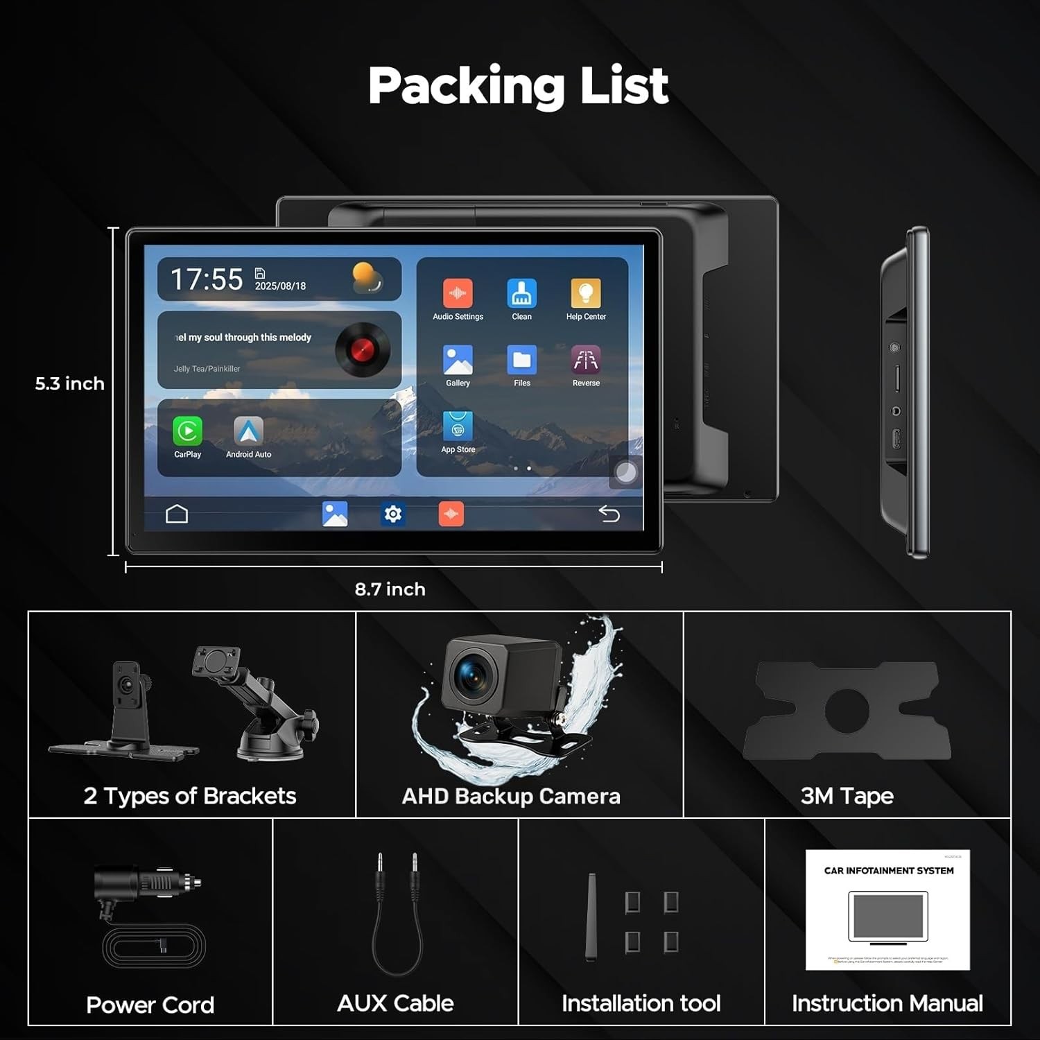 3-in-1 9"Carplay Screen with Net-Flix YouTube,Upgraded Wireless AI Video BOX US