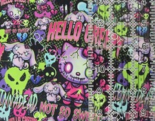 Custom 100 Cotton Woven Fabric Hello Kitty Sanrio Zombie By The 1/4 Yard 9x56