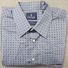 Stafford Shirt Mens 16 34-35 Blue Geometric Travel Performance Regular Fit