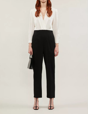 Sandro Jumpsuit Schwarz Gr. 40FR Damen Einteiler Viskose Langarm SFPCO00040 12UK
