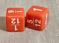 Red Fraction Dice 5/8" 1/12 5/12 1/6 5/6 1/3 1/4 1 7/12 2/3