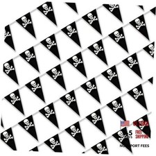 164 Ft 80 Pcs Halloween Pirate Banner Bunting Party Black and White Pirate