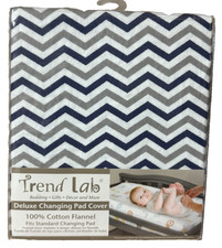 Trend Lab Deluxe Changing Pad Cover 16"x32" Chevron Blue Gray 100 Cotton 9698