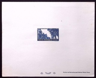 MONACO: c.1930s 1'75 50c Blue Discovery of Radium Proof/Souvenir Sheet Mint