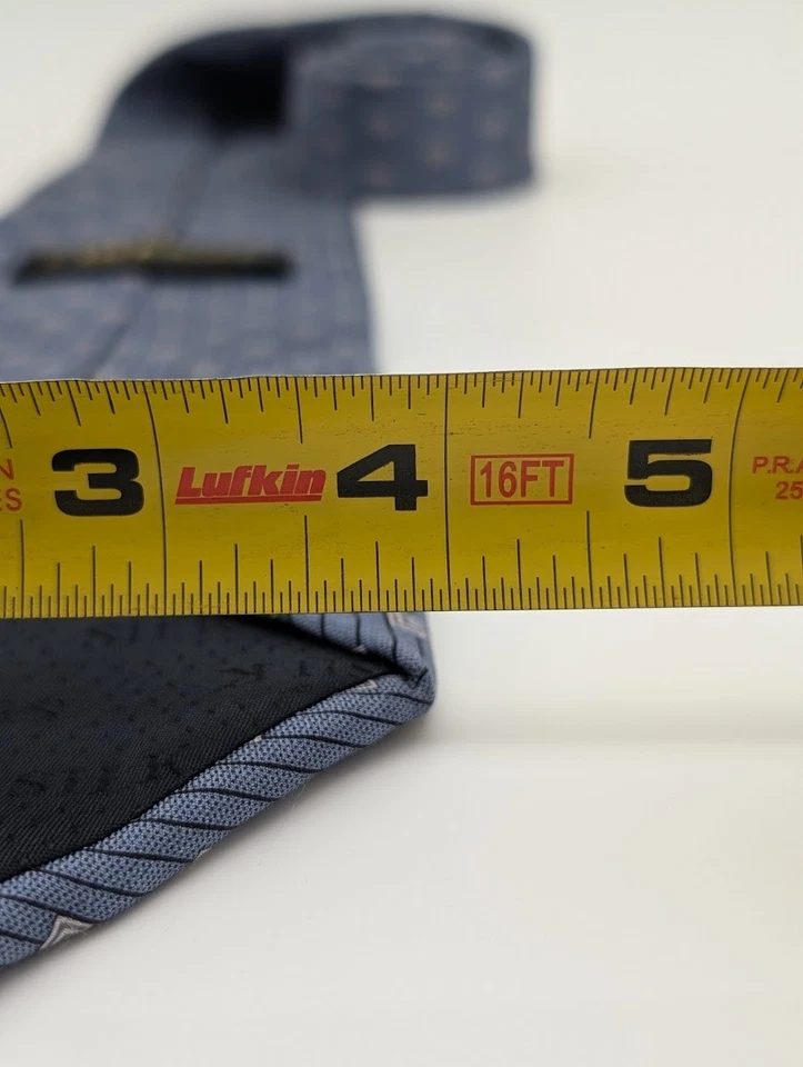 Corbata 59,25" 3,75" SEDA PURA de Firenze, azul con rayas negras, patrón de caja Foto 4 de 4