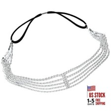 Rhinestone Headpiece, Silver Roaring 20s Headbands with Elastic Band for