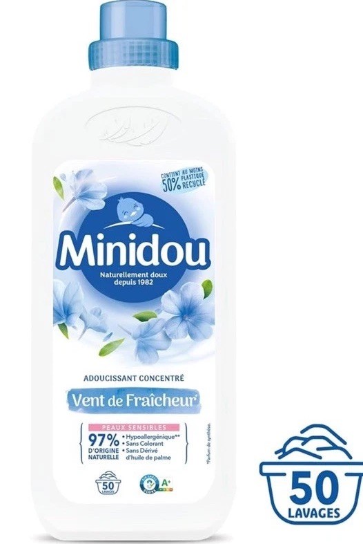 Souplîne Minidou adoucissant fraîcheur textile 4L pour 50 lavages doux