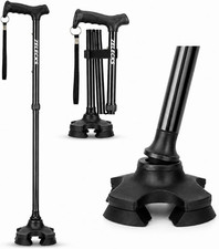 Walking Cane for Women Men Adjustable Folding with T Handle and 360 Pivot Base