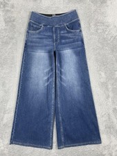 Halara Wide Leg Jeans Womens S Petite Blue High Rise Pull On Stretch Denim Pants