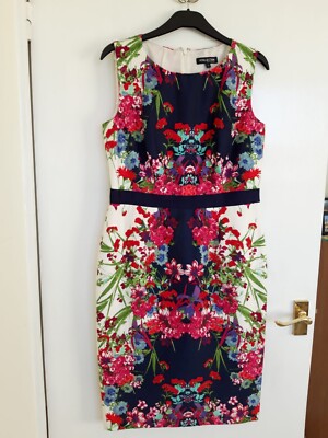 DEBENHAMS COLLECTION CREAM /NAVY PINK FLORAL SHIFT