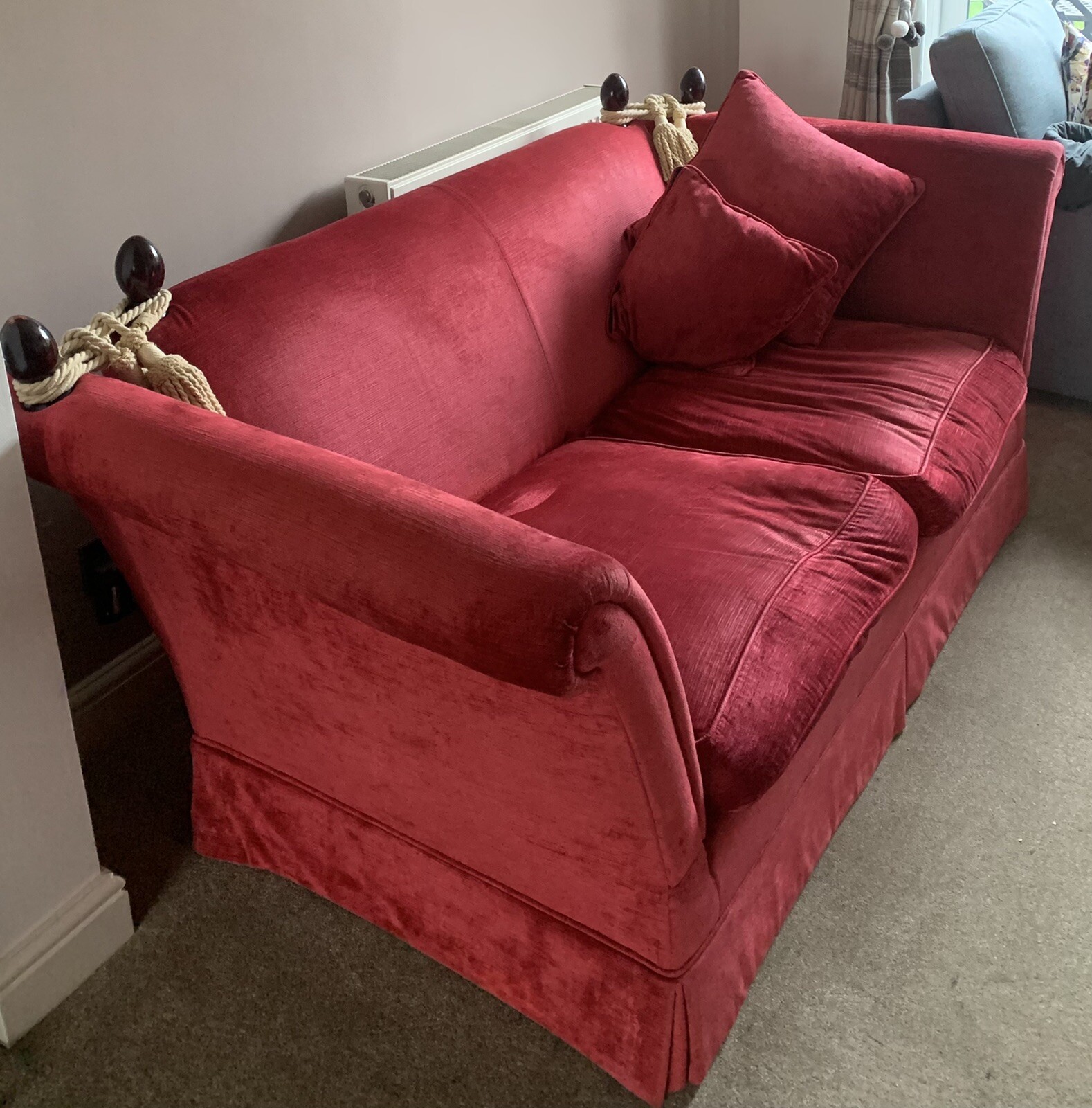 Laura Ashley Langham Knole 2 seater sofa (drop arm) in raspberry