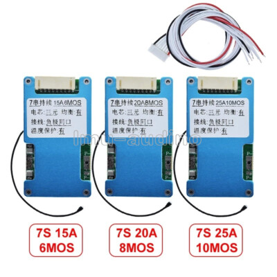 7S 24V 25A/20A/15A Li-ion Battery Charging Protection Board with Balance