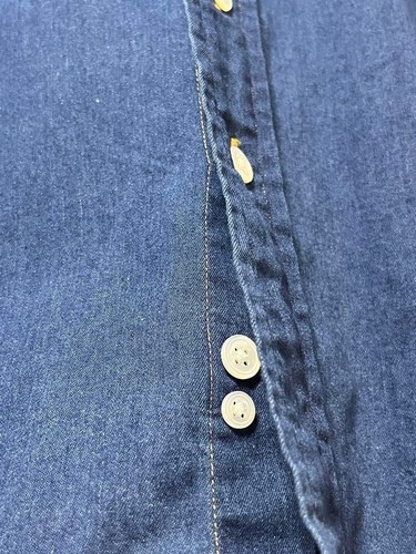 Camisa Drake's Abotonada Talla 40 Denim Azul Índigo Hecha en Inglaterra - Imagen 9 de 12