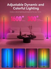 Smart RGBICW LED Corner Floor Lamp - 16 Million DIY Colors, 68+ Scenes, Music...