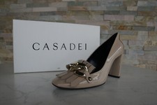 CASADEI EU 36,5 6,5 Pumps Catena Vernice Scarpe Beige Nuove Ex UVP 575€
