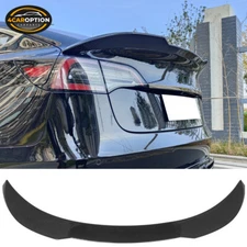 Fits 17-25 Tesla Model 3 Performance Rear Trunk Spoiler Wing Carbon Fiber Print
