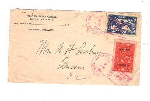 Panama Lindbergh stamps first day cover to Canal Zone