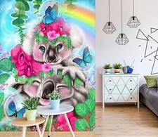 3D Koalas Flower A91 Wallpaper Wall Mural Self-adhesive Sheena Pike Ann