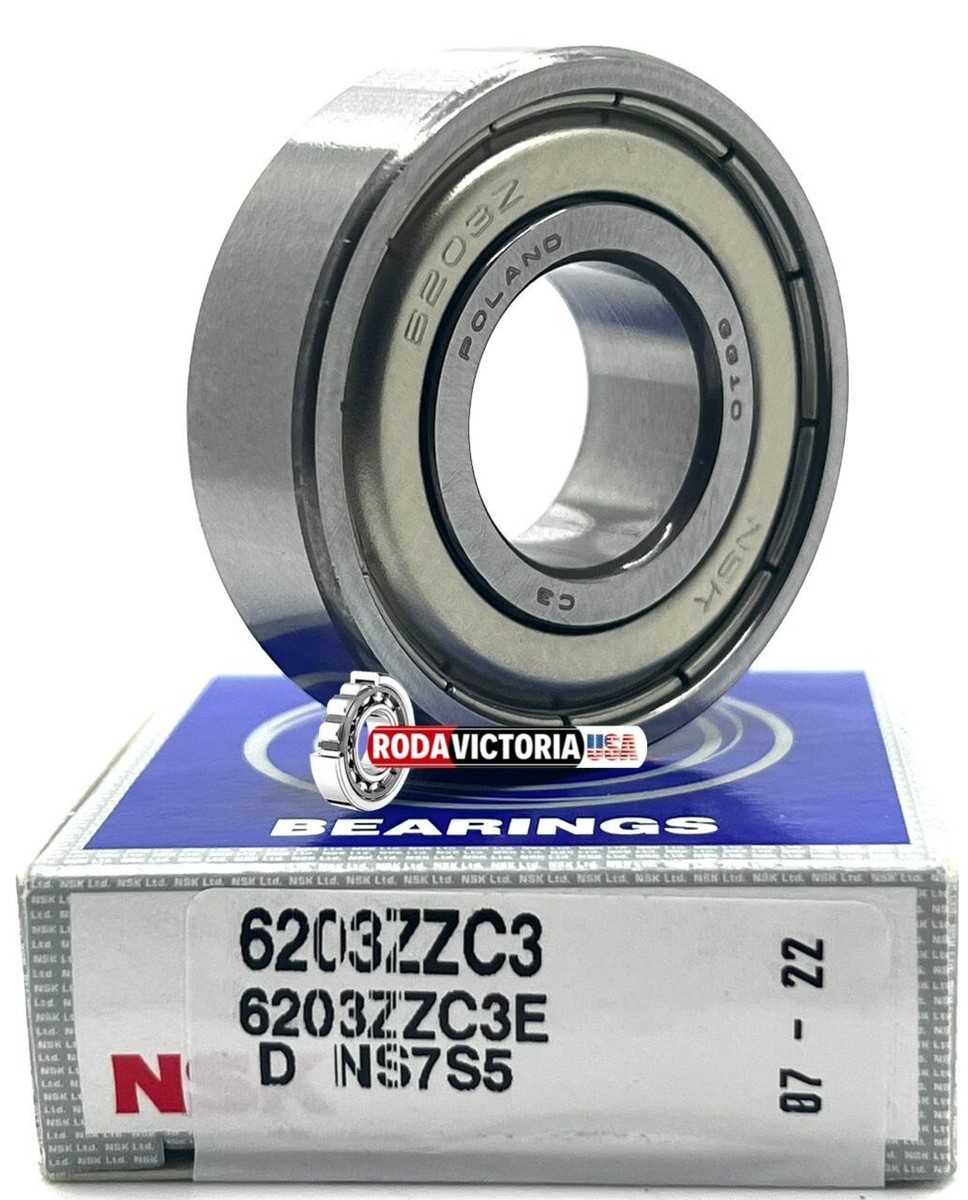 NSK 6203 ZZ C3 Deep Groove Ball Bearing, Metal Shielded 17x40x12