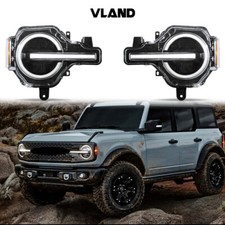 VLAND Full LED Headlights For 2020-2023 Ford Bronco Front Lamps w/White LED DRL