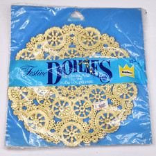 Vintage Roylace Gold Paper Doilies 8" Round 12 Ct Unopened Pkg