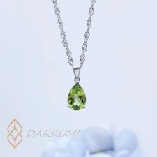 2.3 ct Natural Peridot Pendant with 925 Sterling Silver Necklace Birthstone