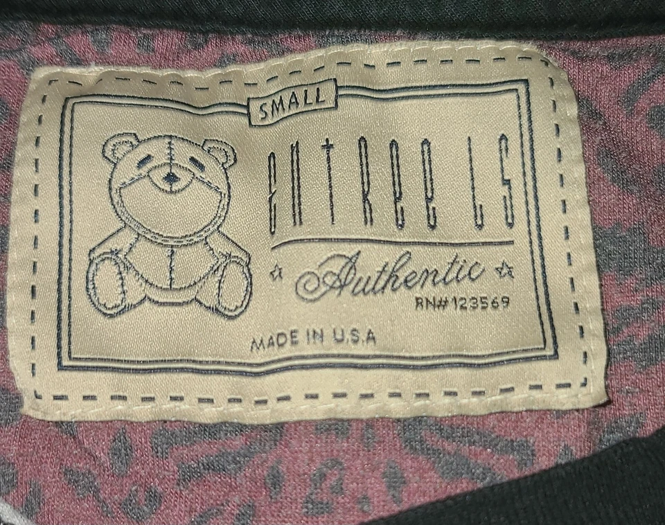 Entree LS Teddy Bear Emblem on Pocket Purple/Black T-Shirt Sz Sm - Image 4 of 4