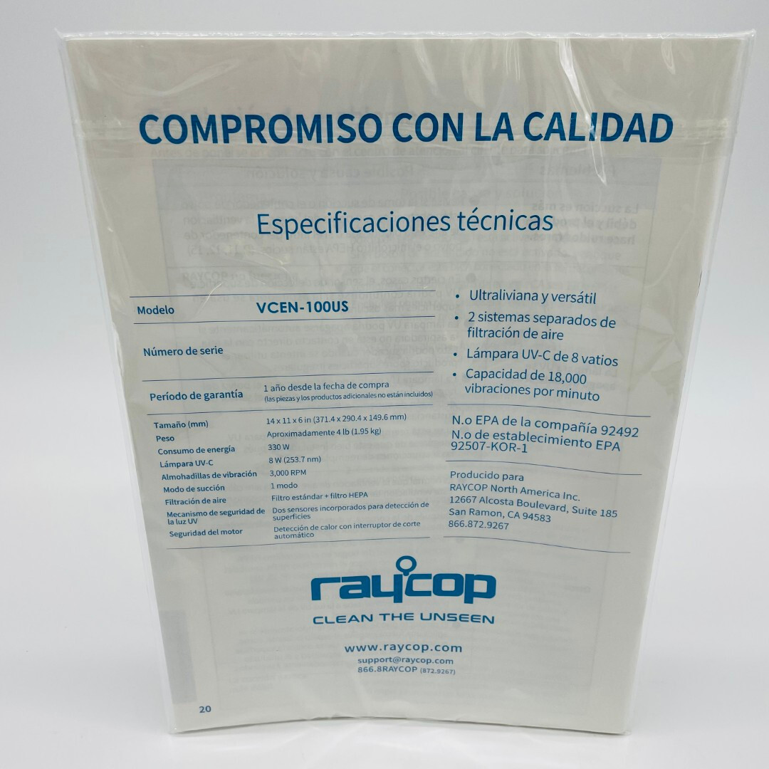 Raycop RN VCEN-100USWH Handheld Allergen Vacuum & Fabric Sanitizer NOS