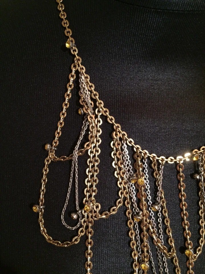 Collar BCBG BCBGeneration plata oro tomo cadenas champán estrás nuevo sin etiquetas Foto 2 de 4