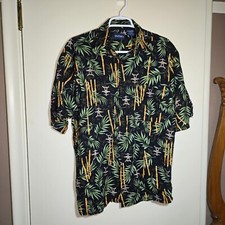 Men's Medium Puritan Button Up Short-Sleeved Tropical Top 100 Rayon