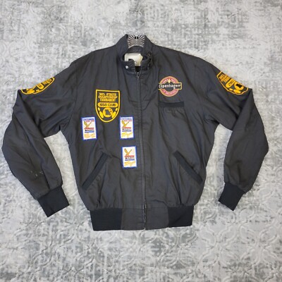 Vintage Copenhagen Tobacco Jacket Men’s Medium Black Bowling Patches  K-Brand USA