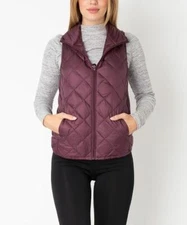 770 Seven Seventy Quilted Down Packable Vest XL Zip Solid Purple Pockets NWT