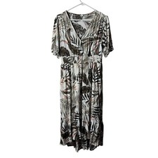 Old Navy White Tropical Floral Palm Empire Waist High Low Dress Size Medium