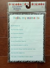 Made For Retail 30 Classroom Activity Cards "Hello My Name Is" Teaching Aid Game