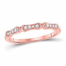 10kt Rose Gold Womens Round Diamond Stackable Band Ring 1/10 Cttw