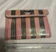 Mally Beauty Pink  Silver Sequins Makeup Cosmetics Travel organizer Bag