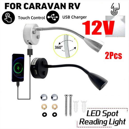 2x 12V LED Pared Spot Luz de lectura Interruptor táctil Barco Autocaravana Lámpara de lectura - Imagen 8 de 16