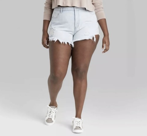 Wild Fable Jean Shorts Womens Jean Shorts High-Rise Frayed Hem Light Wash 26w