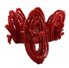 AFRICAN Royal Bridal Olori, Igbo, Edo Red Coral color Beads Crown