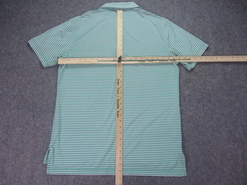 Peter Millar Mens Shirt Medium Green White Striped Summer Comfort - Picture 15 of 18