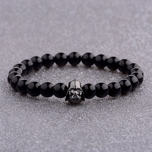Fashion Men's Bracelet 8mm Black Agate Stone Bracelets